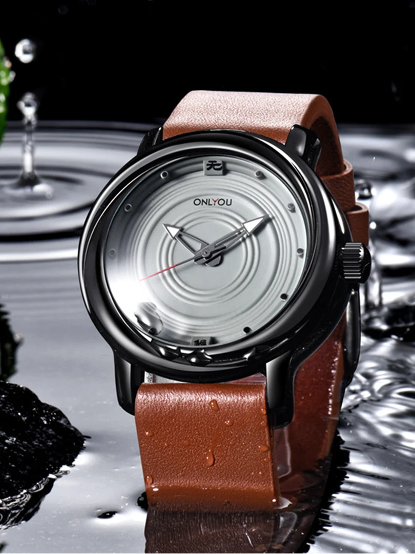 

Minimalist Design Men Quart Watch Simple Style Male Wristwatch Black Grey Brown Leather Color Concept Dial Mens Clock Man Reloj