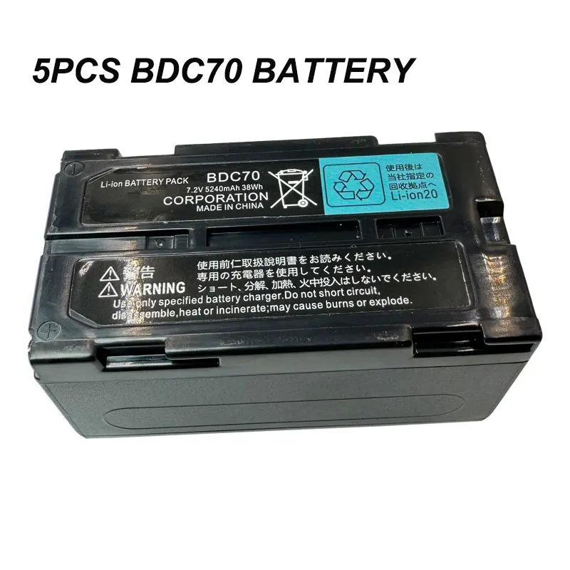 

5 шт. литий-ионный аккумулятор BDC70 для тахеометра Topn ES CX для Sok FX Set x Series, геодезические инструменты 7,2 В, 5240 мАч