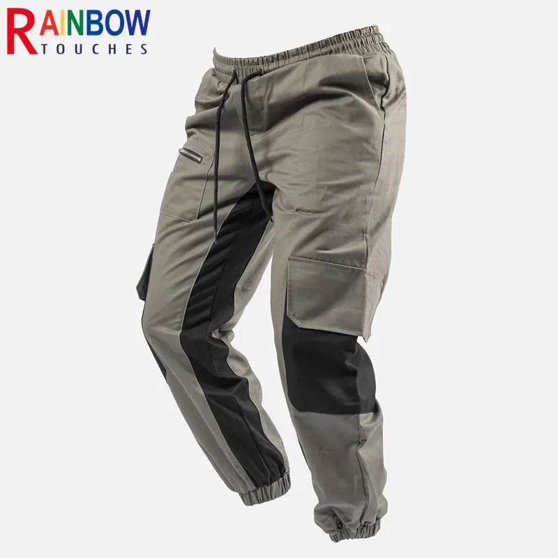 

Новинка 2021, модные спортивные тренировочные брюки Rainbowtouches в стиле High Street, мужские брюки-карго большого размера с карманами, подходящие по цвету