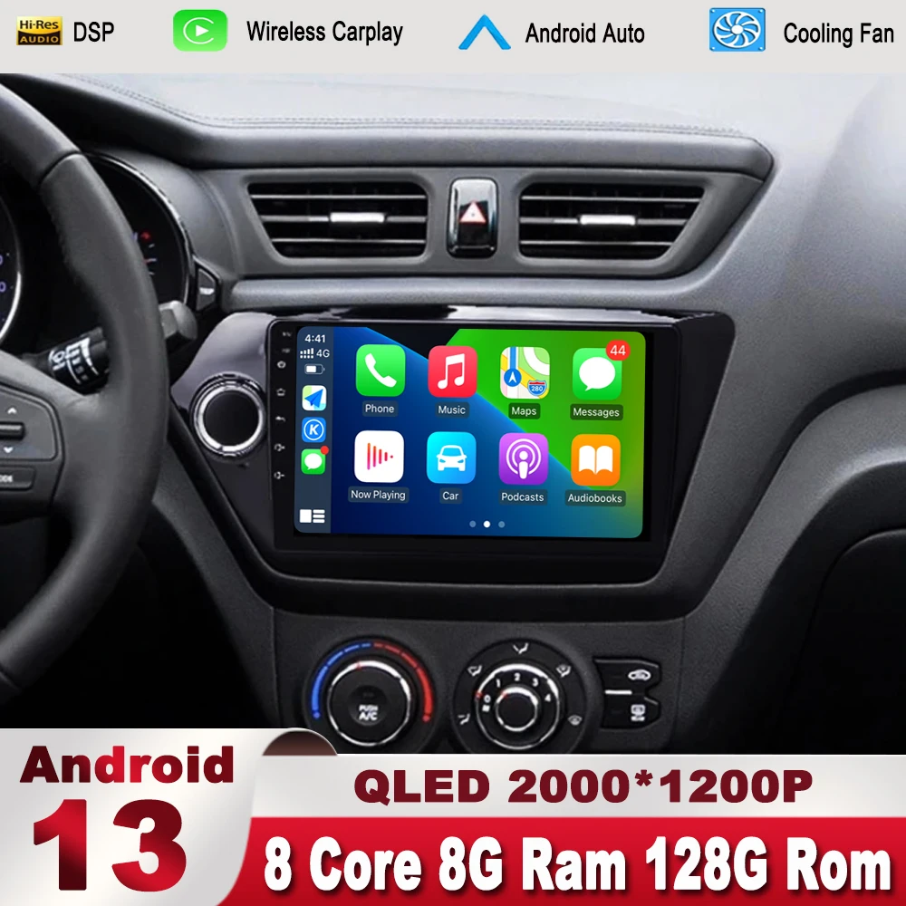 

For Kia RIO 3 4 2011 - 2019 Android 13 Auto Radio Apple Carplay Car Play Multimedia Navigation GPS IPS QLED No 2din 2 Din DVD