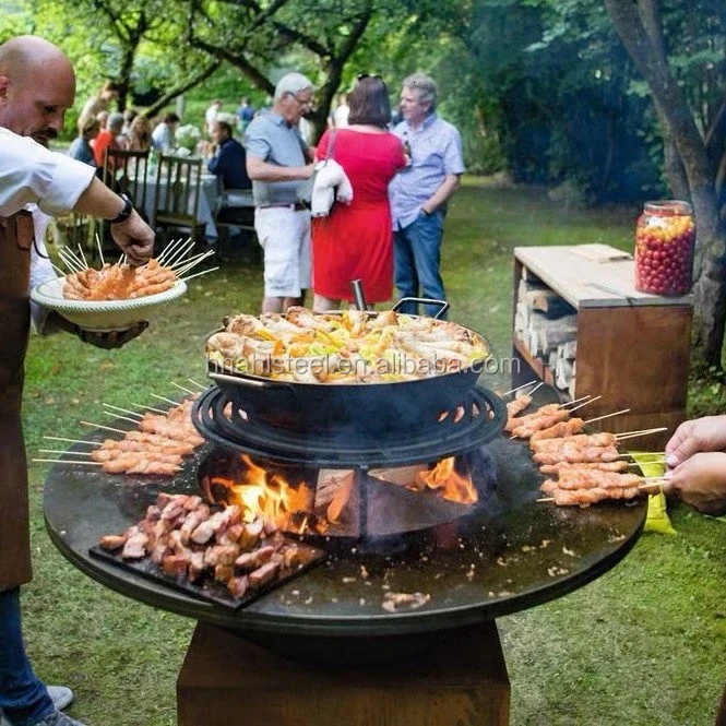 

Outdoor corten steel european BBQ grill metal barbecue pit