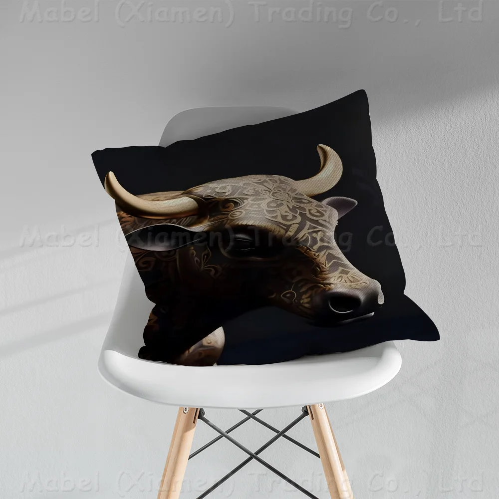 Painting Metal Black Canvas Pillow Covers Cartoon Sofa Decorative Home Double-sided Printing Short Plush Cute Cushion Cover