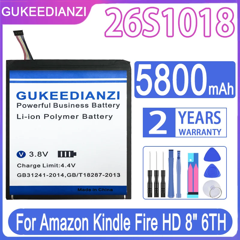 

GUKEEDIANZI Replacement Battery 26S1018 5800mAh For Amazon Kindle Fire HD 8" 6TH GEN PR53DC MC-28A8B8 Batteries