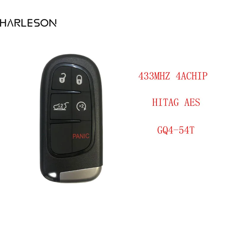 

For Jeep Cherokee DODGE RAM Durango Chrysler FCCID GQ4-54T 4A Chip 5 Button Replacement Smart Remote Key Card 433MHz