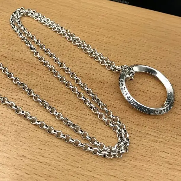 Кулон-Кольцо из стерлингового серебра модный креативный кулон с круглой пряжкой