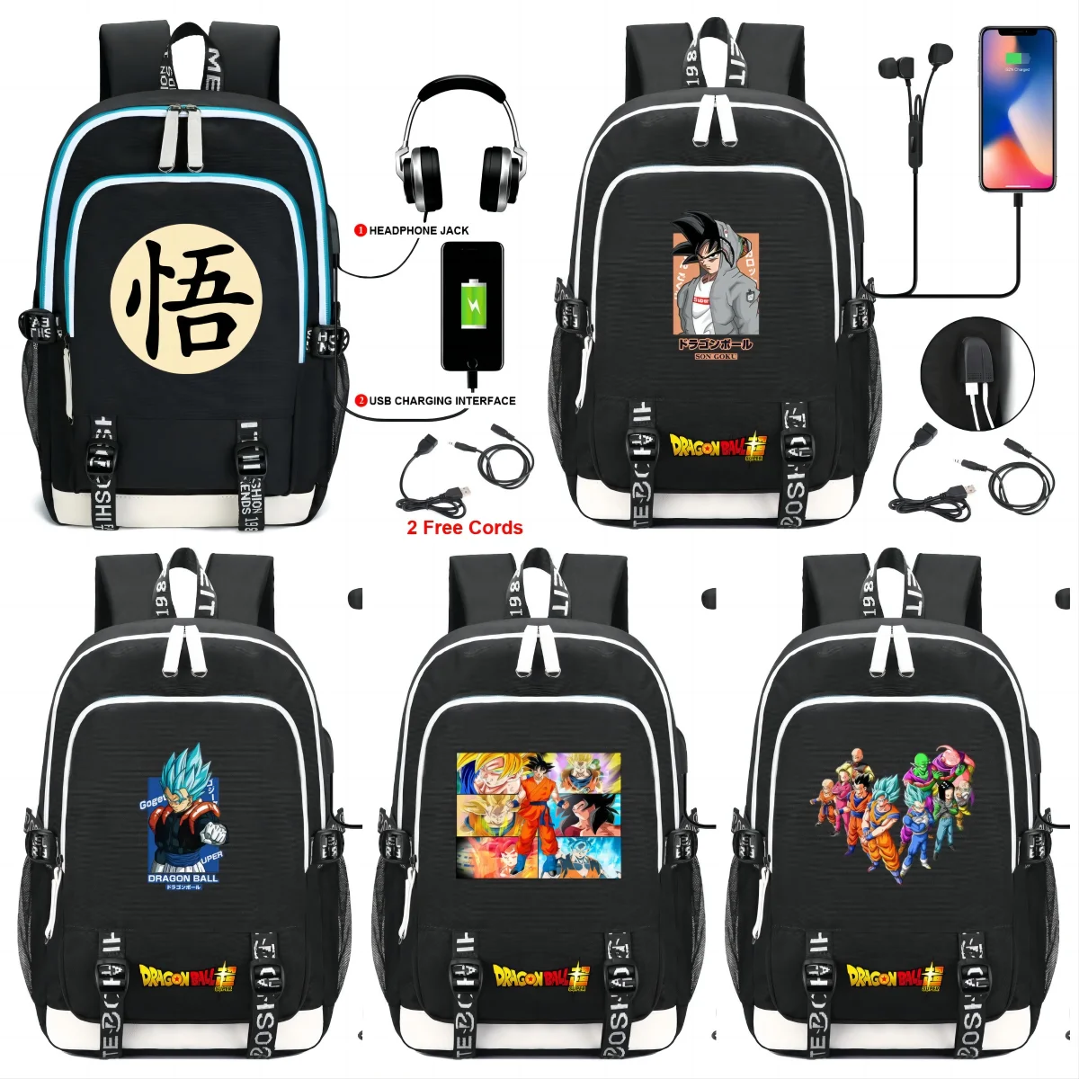 

Dragon Ball Backpacks Goku USB Charge Travel Teens Boys School Students Bag Men Fashion School Casual Laptop Mochilas Gifts