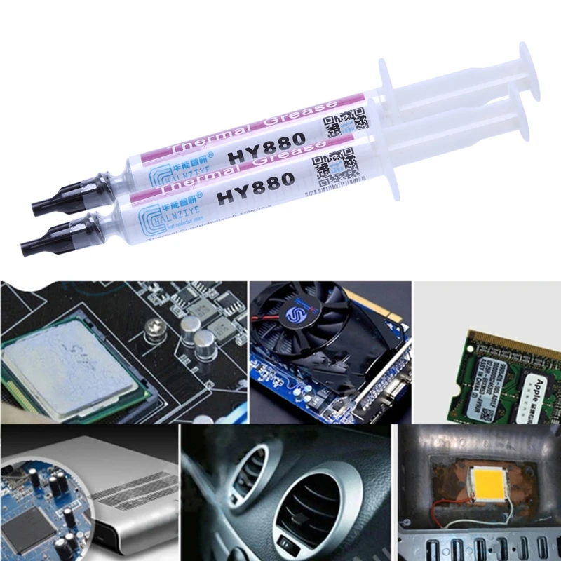 

2022 New 2Pcs 2g HY880 Thermal Grease Chipset CPU Cooling Compound Silicone Paste 5.15W