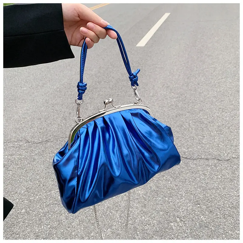 PU Crossbody Bags Women Cloud Pleated Chain Clutch Handbag Elegant Ladies Totes Handbag Single Shoulder party Dumplings Bag