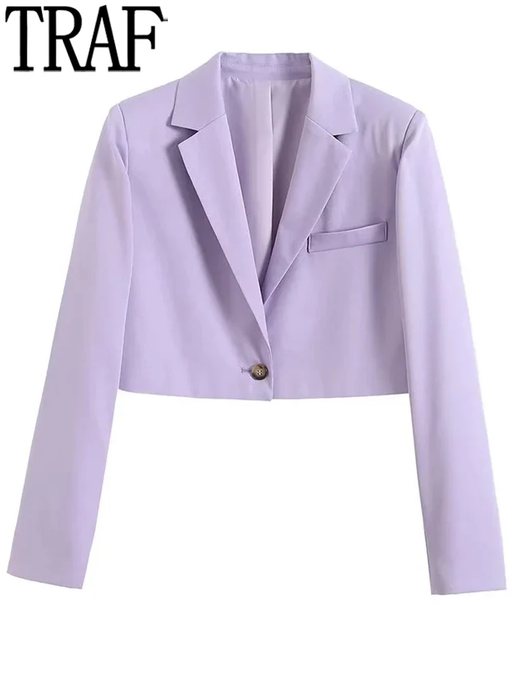 

Женский короткий Блейзер с длинным рукавом, фиолетового цвета