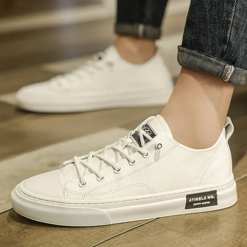 

Fashion Casual Leather Shoes Men's 2023 New Non-slip Wear-resistant Sports Shoes Comfortable Flat Slip-on Casual Shoes Men Shoes