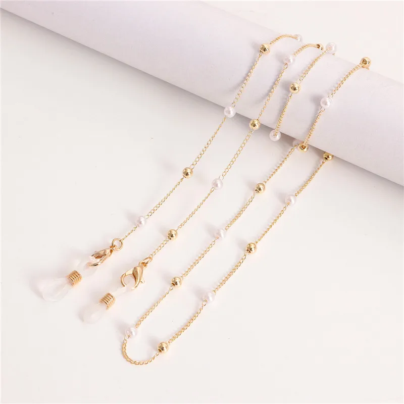 Ожерелье-цепочка для очков позолоченный шнур с хрустальными бусинами защиты