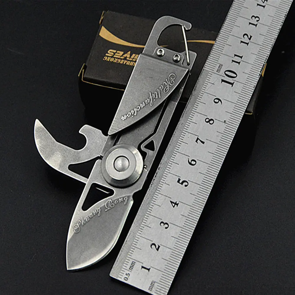 

Mini folding Knife Portable Tactical Multi-function Tool Keychain Outdoor Survival Utility Knife Bottle Opener Box Rope Cutter