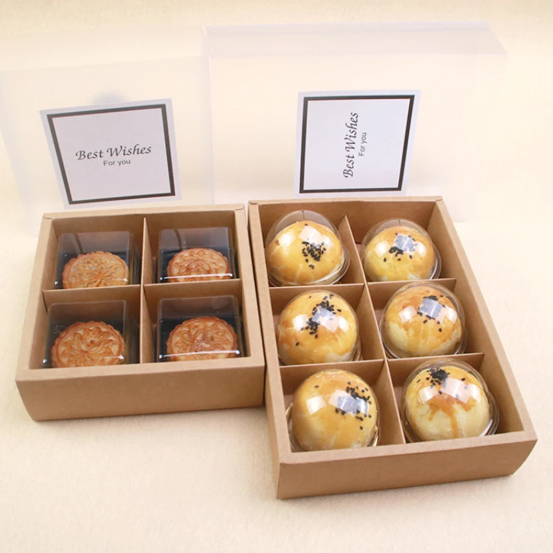 10 шт. 4 ячейки 6 вставок ПВХ матовый пластиковый ящик 80 г луна торт яичный желток