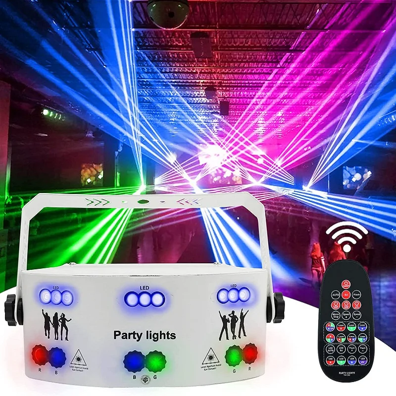 

Eloovve Party DJ Disco Light RGB Patterns Strobe Lamp by DMX512 Control, Sound Activated LED Stage Effect for Indoor Small Event