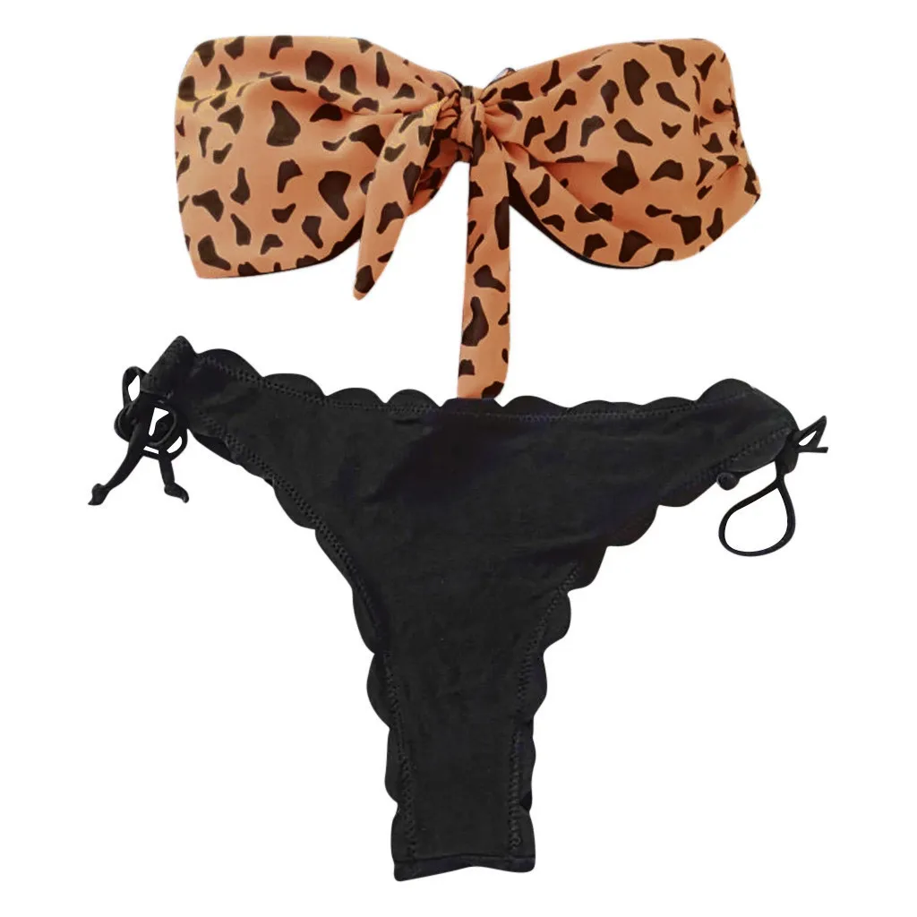 

Swimwear Two Piece Women Leopard Set Swimsuit Bikini Bikini Sexy Swimwears Tankinis Set Swimwears brazilian panties