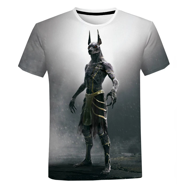 

Y2k Ancient Black Egyptian Art 3D Printed T-shirt Men Women Fashion Casual Short Sleeve Ancient Classical Streetwear T Shirt Tee
