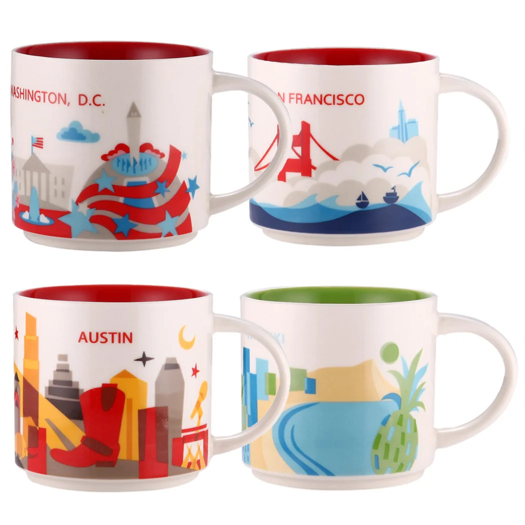 

Creative European Mug Personality American Paris City Cup Home Breakfast Milk Cup Office Coffee Cup Valentine's Day Gift Cup