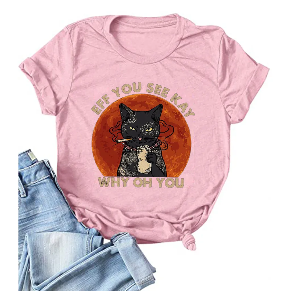 

Women Casual Letters Printing Shirts Short Sleeve Loose Tee Tops Tunic Blouse Fancy Shirts Women Tunics for Women Short Sleeve
