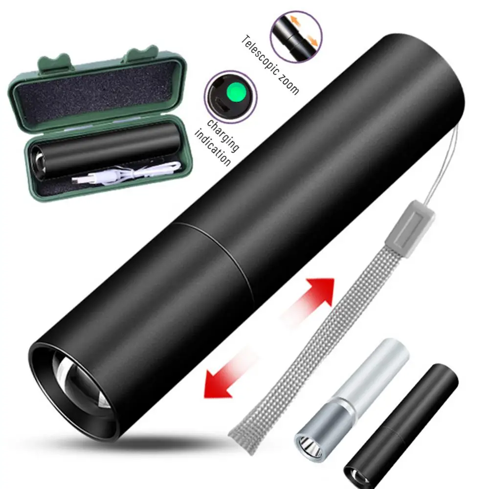 

Rechargable Mini LED Flashlight Waterproof Telescopic Powerful Flashlight Outdoor camping 3 Lighting Modes Zoom Portable Torch