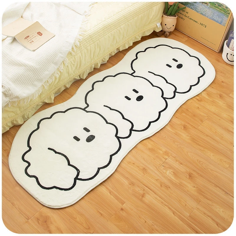 

New Bedside Long Carpet Geometric Pattern White Puppy Cat Carpets Non-slip Bed Room Floor Mat Rugs Soft Area Bedroom Hot Mat Dog