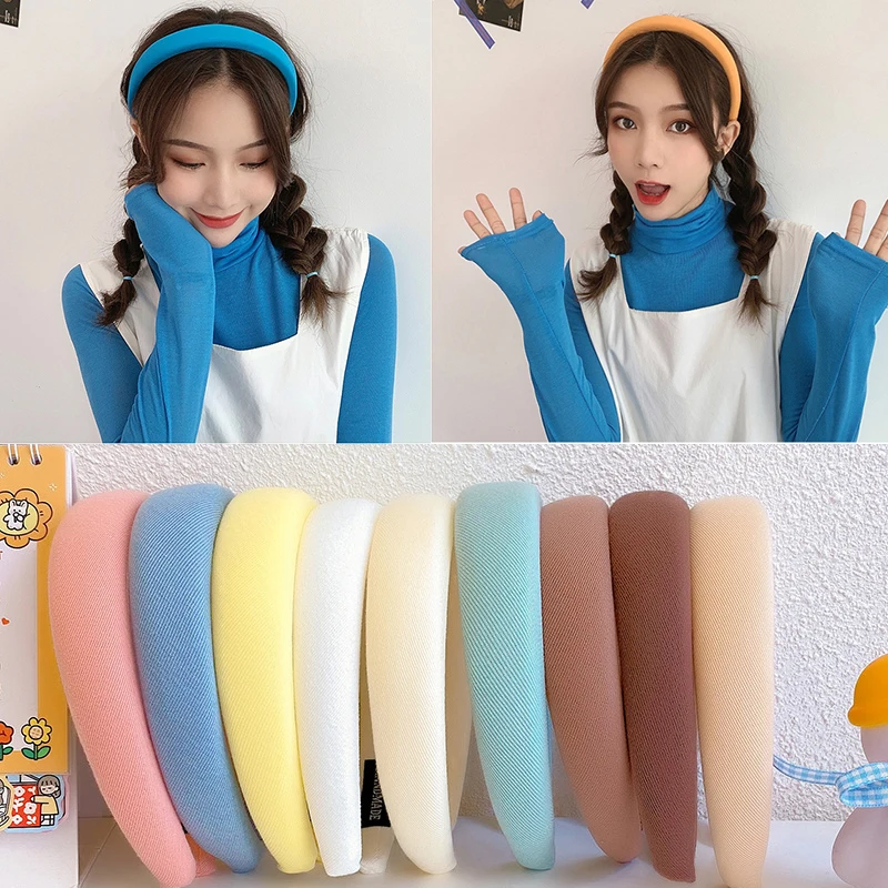 

Wide Soft Sponge Padded Headbands Candy Rainbow Color Hairbands Wash Face Skincare Hair Hoops for Women Girls Hair Accessories