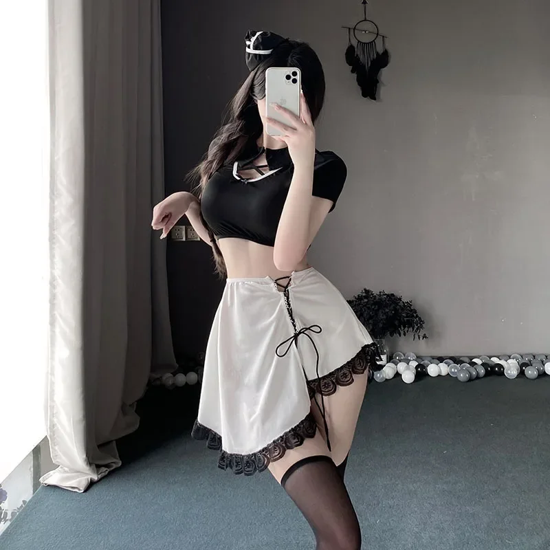 Соблазнительное нижнее белье женское платье-костюм из полицейской черная