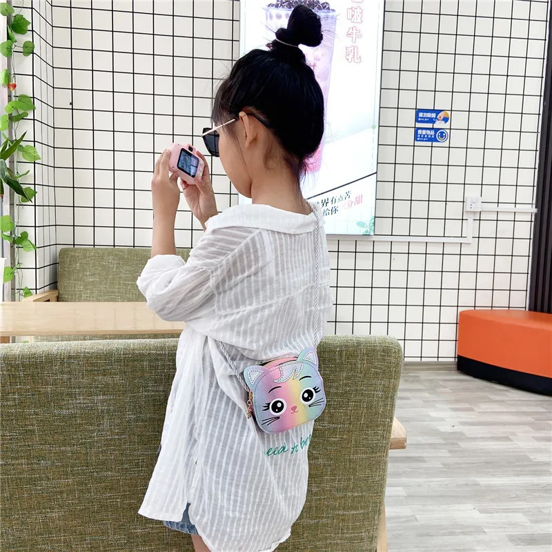 Colorful Children's Mini Shoulder Bags Cute Cartoon Cat Baby Girls Accessories Messenger Bag Kids Pu Leather Coin Purse Handbags