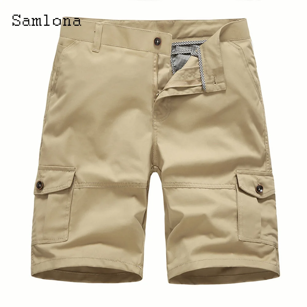 Plus Size Mens Cargo Shorts 2023 New Summer Half Pants Khaki Black Fashion Zipper Pocket Shorts Man Outdoor Casual Shorts Hommes