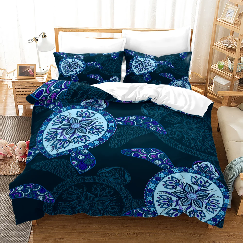 

Turtle Bedding Set Blue Duvet Cover Sets Comfortable Bedspreads Queen King Size Students Bedroom Decor