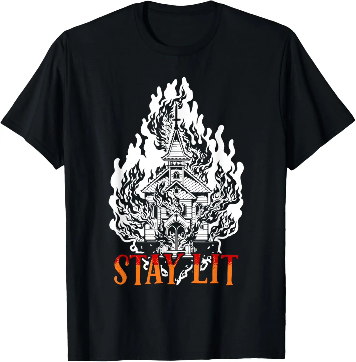 Оставайтесь с подсветкой Оккультная горящая церковь Сатанинская готическая