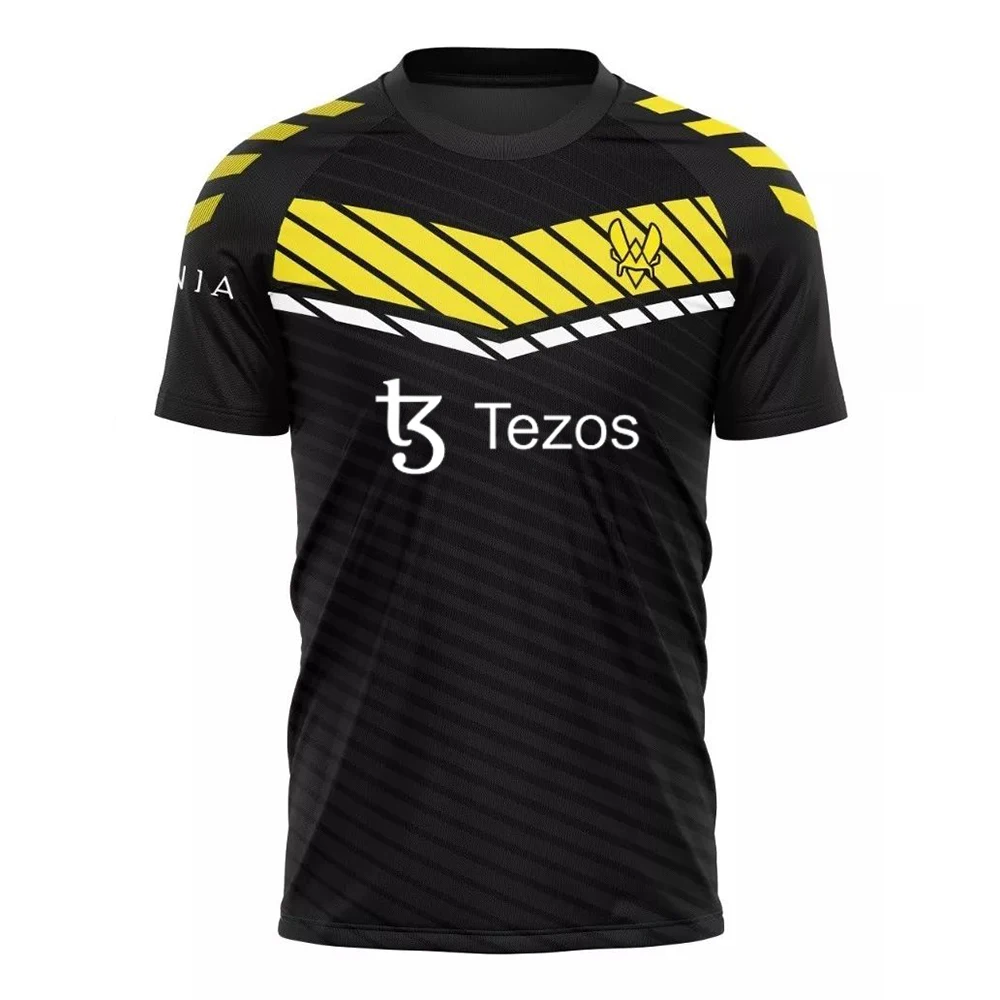 Новинка 2023 г., Спортивная футболка CS GO Vitality Maillot Hummel для мужчин и детей, для фанатов, дышащая мужская спортивная одежда с круглым вырезом и коротким рукавом, Повседневная футболка