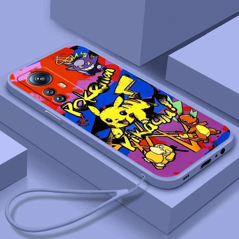 

Phone Case For Xiaomi Mi 13 12S 12 12X 12T 11i 11T 11 10 10S 10T Pro Lite Ultra 5G Pokemon Pikachu Gengar Art Liquid Rope