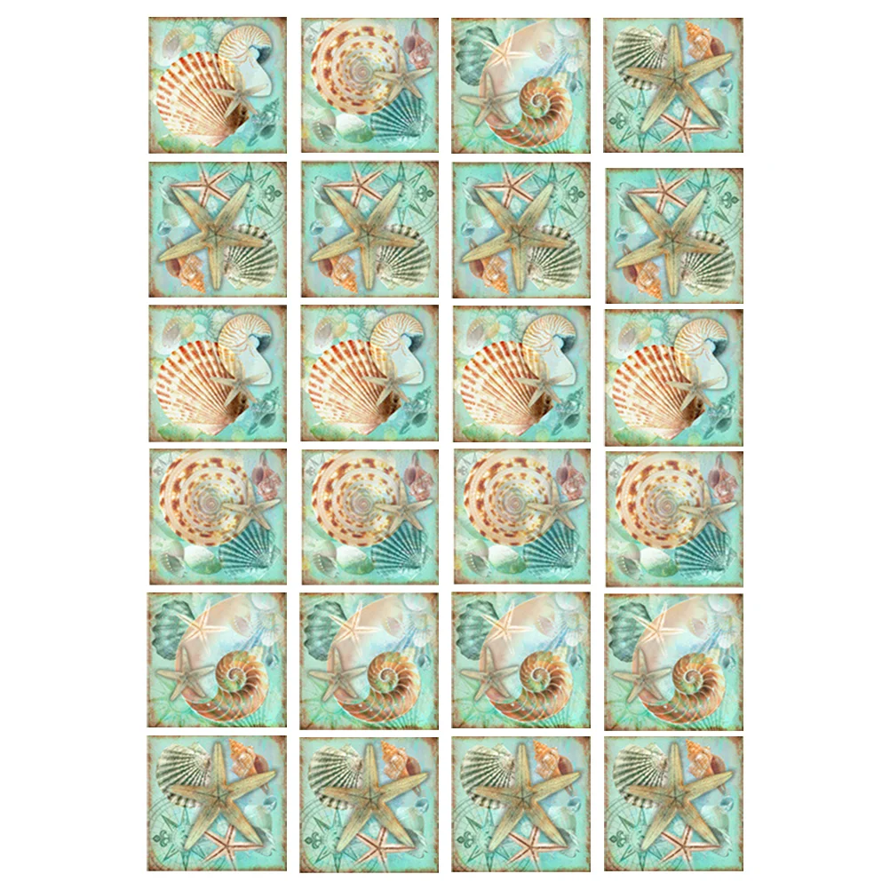 

24 Pcs Starfish Shell Stickers Tile Ornament Decorative Decals Tiles Kitchen Ocean Wall Paste Home Goods Applique
