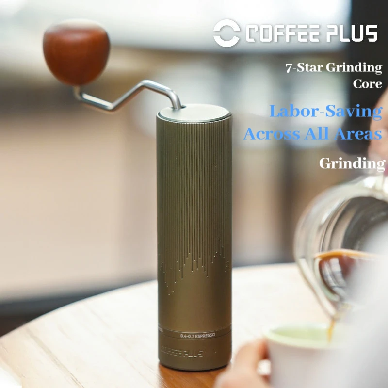 Фото Ручная кофемолка Coffee Plus с 7-звездочным жерновом для экономии усилий, регулируемая, для домашнего использования, кемпинга и приготовления эспрессо №5