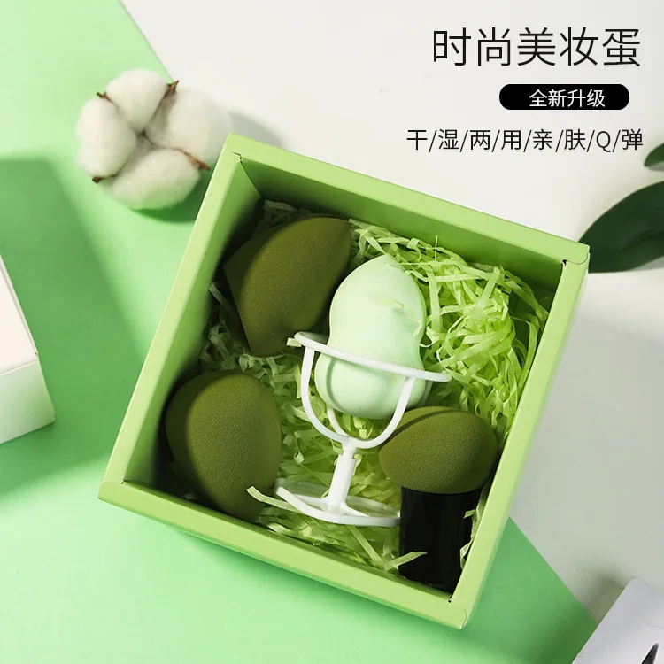 

4 Avocado Beauty Eggs Pack Skin-friendly No Powder Wet and Dry Use Beauty Egg Set Slanted Gourd Powder Puff Free Shipping