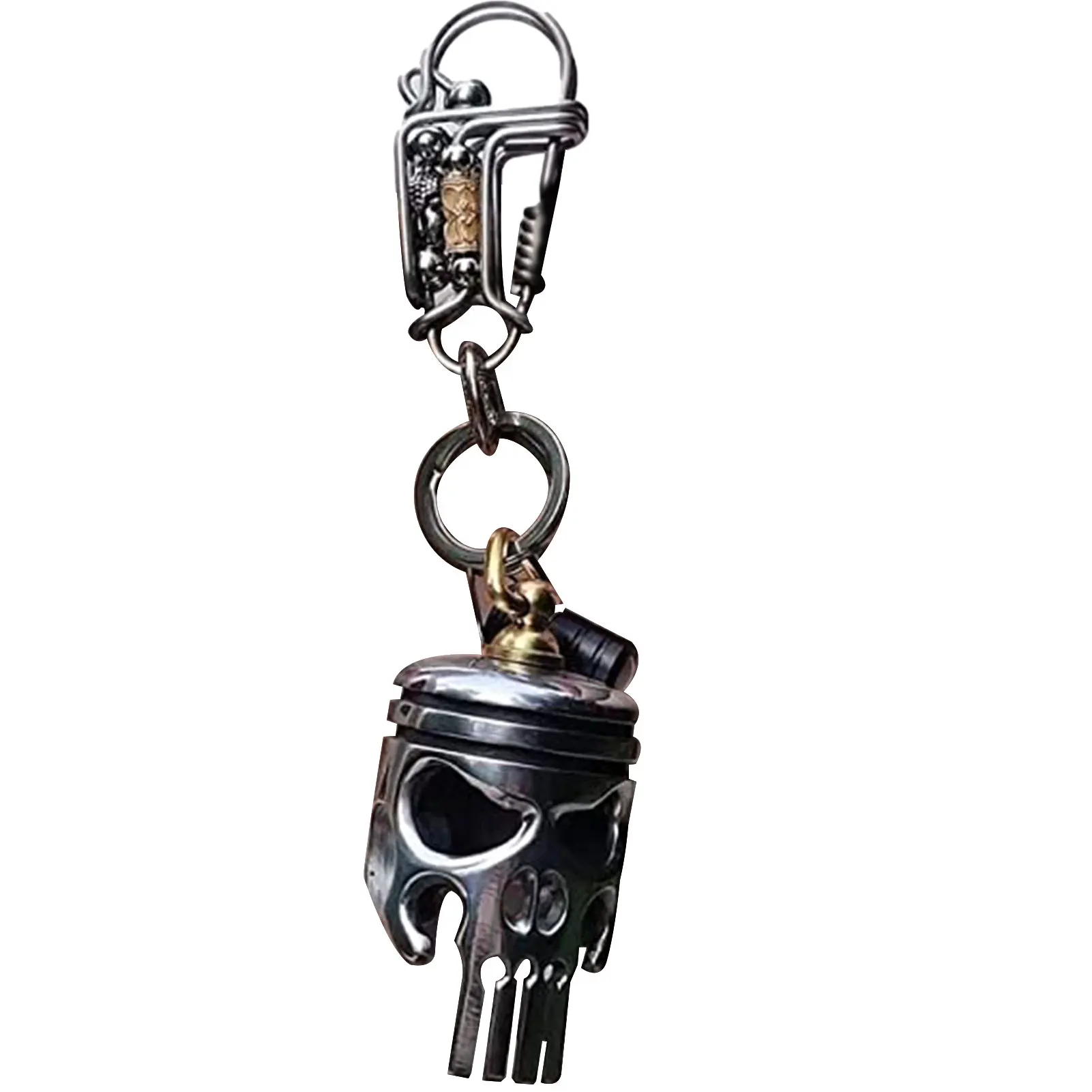 

Piston Art Keychain Mechanical Key Chain Ring Piston Art Pendant Alloy Skeleton Keychains Keyring With Flashlight And Bottle