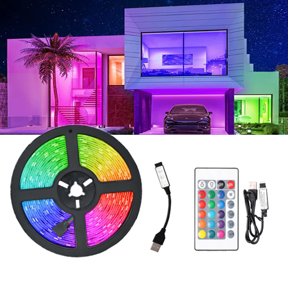 

Self Adhesive RGB LED Strip Light 24 Key IR And 3Key Button Control 5V USB Tape For TV Screen BackLight Bedroom Lamp Decor LM