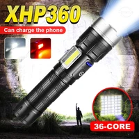 7000000lm xhp360 high power led flashlight tactical rechargeable torch camping 18650 super bright flashlight emergency power ban
