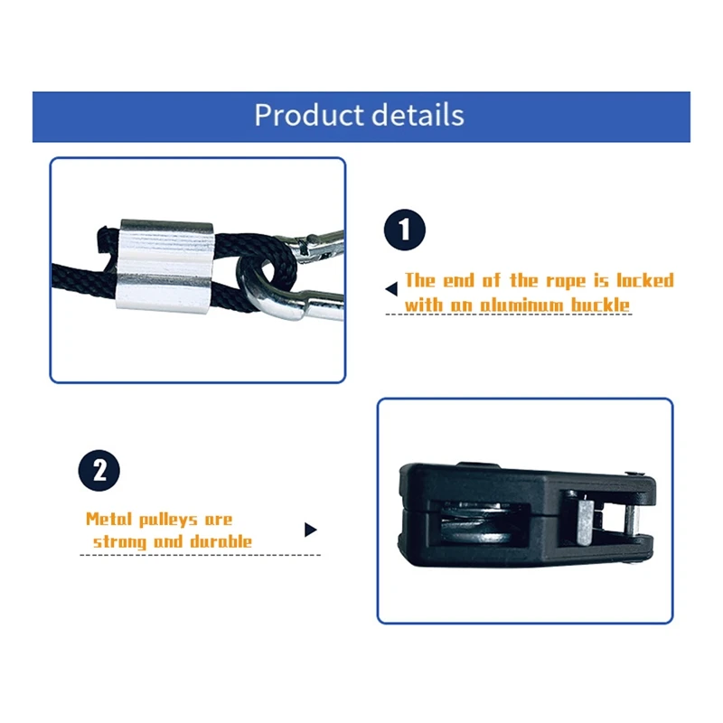 Шкив-4 шт. трос для шкива ремень с зажимом палатки карабин бант каноэ задний