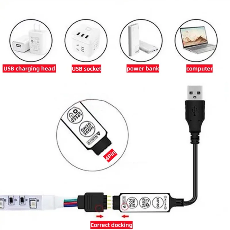 Контроллер светодиодных лент RGB USB DC5V Mini 3 11 17 24 клавиши RF Remote Wireless Dimme для COB SMD 5050 3528