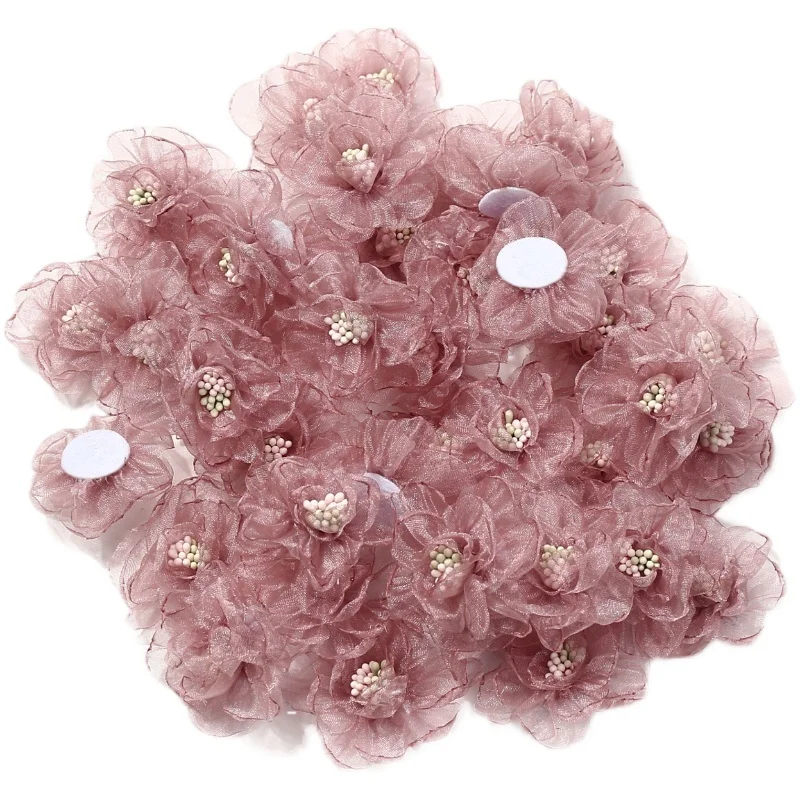 

10PCs Chiffon Gauze Artificial Flowers Mesh Clothing Making Hair Accessories For Bouquet Wedding Party DIY Craft Home Decoration