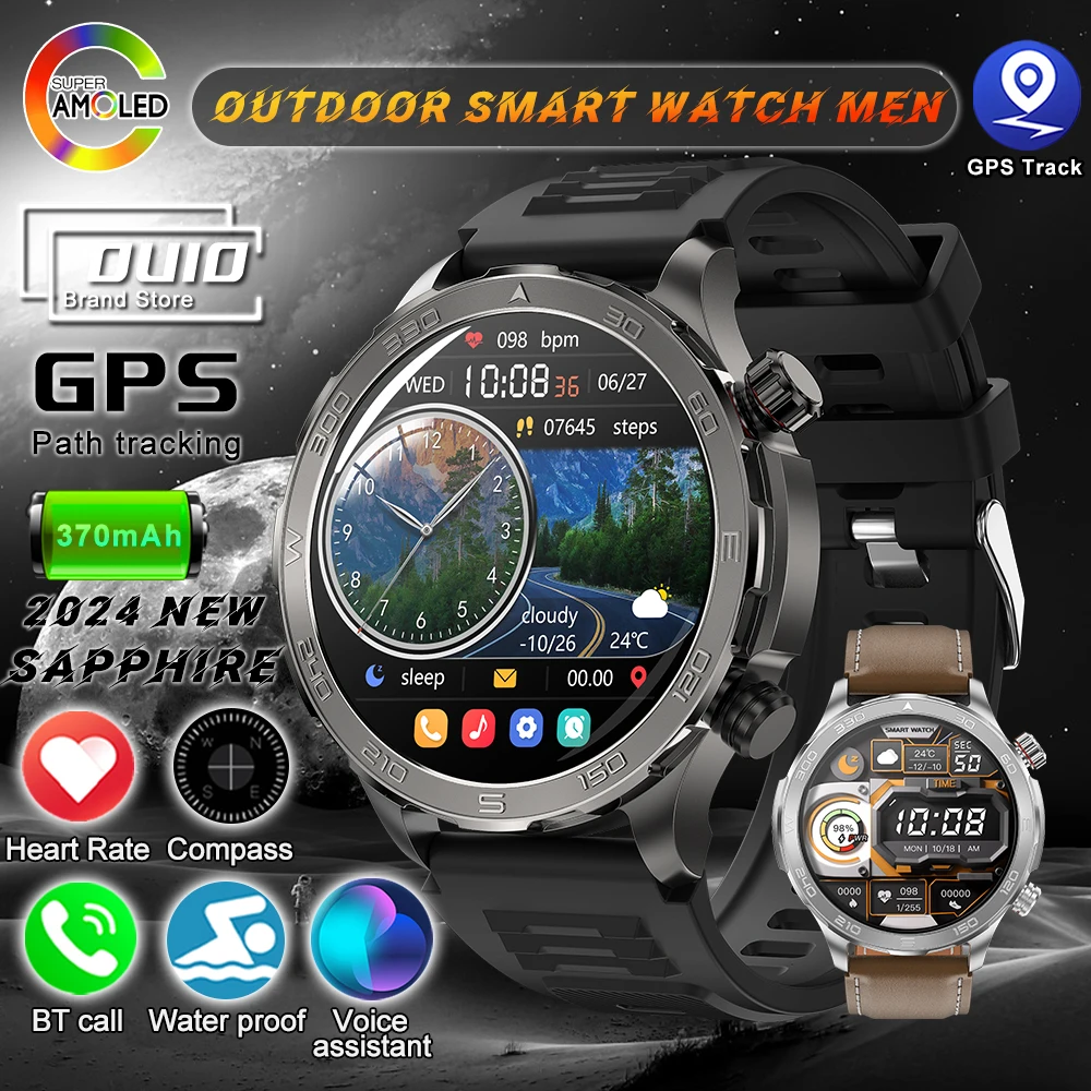 2024 Новые умные часы AMOLED мужские аккумуляторы 450 мАч фитнес-трекер IP68