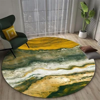 nordic yellow marble pattern chair mat round soft flannel decorative non slip carpet bedroom bedside mat rc12