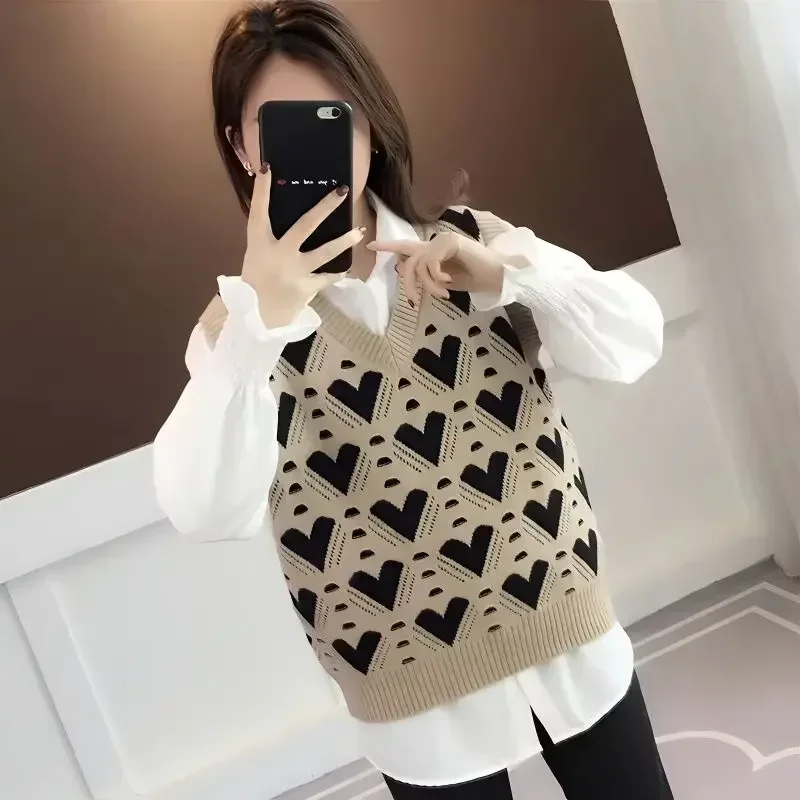 Женский трикотажный жилет винтажный свитер элегантная верхняя одежда Y2k