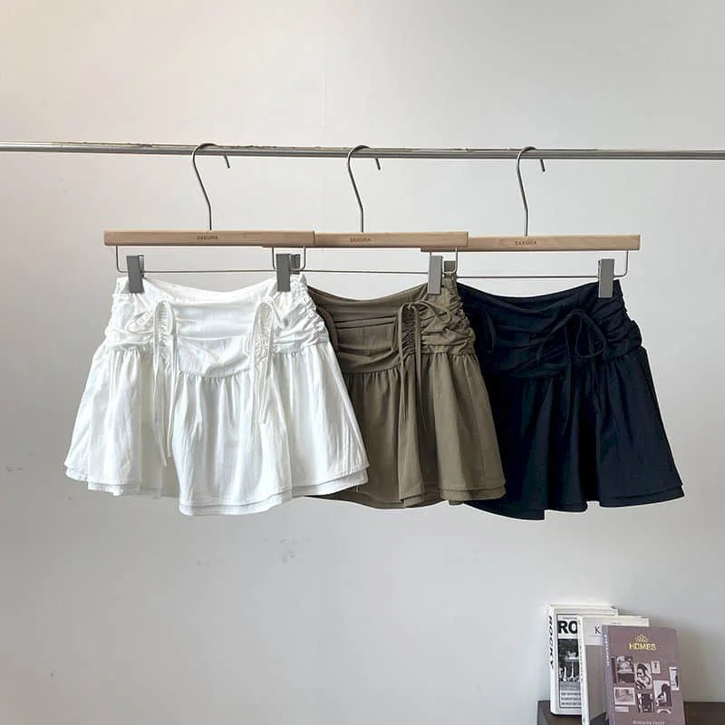 Юбка женская трапециевидная на шнуровке повседневная короткая юбка в