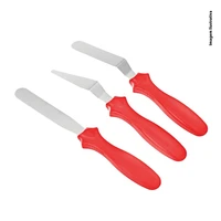 kit 3 espatulas confectioner red and 1 cake leveler in stainless steel