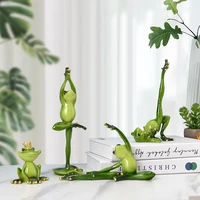 yoga frog statue resin figurine office home decoration desktop decor handmade crafts sculpture entrance wine cabinet ornaments