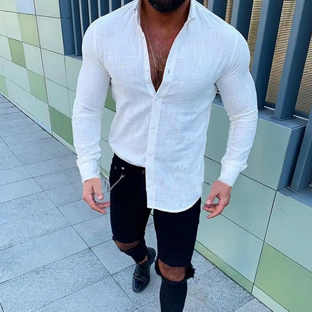 

Trendy Men Social Shirt Loose Splicing Streetwear Pure Color Loose-fitting Shirt