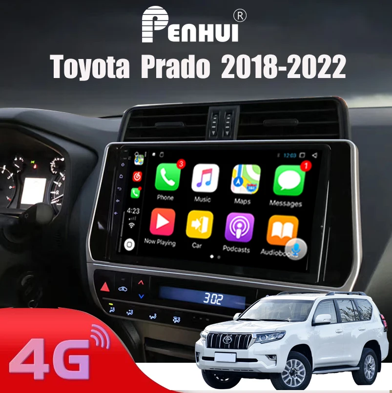 

Car DVD For Toyota Land Cruiser Prado 150（2018-2022）Car Radio Multimedia Video Player Navigation GPS Android10 Penhui & Redpower