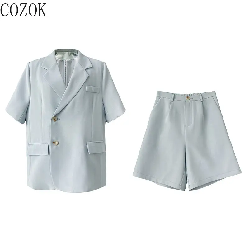 Summer Thin Short-Sleeved Blazer Female Suit Shorts Suit Casual Loose Suit Two-Piece Suit